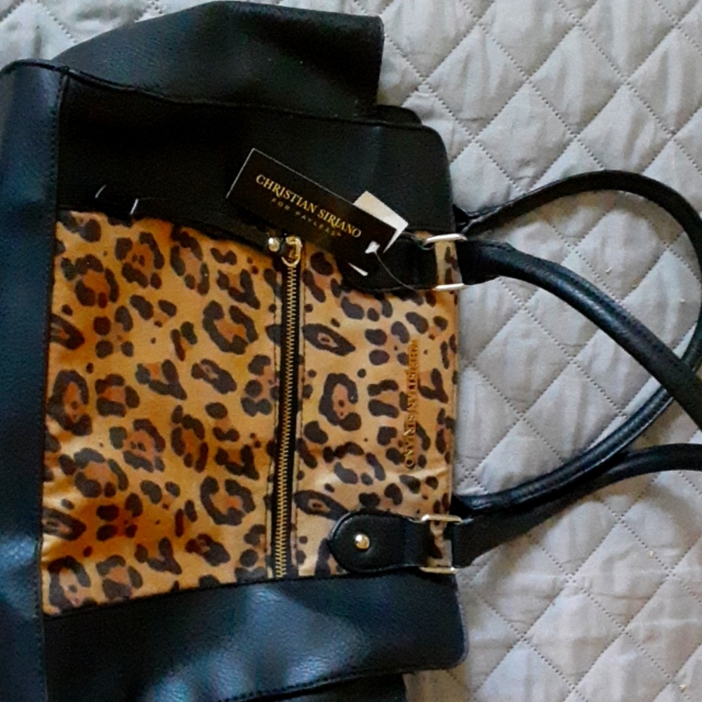 Christian Siriano Black and Leopard Purse NWT
